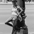 Young woman at lamp post, Woodward Ave, 1960 Bill Rauhauser.jpg